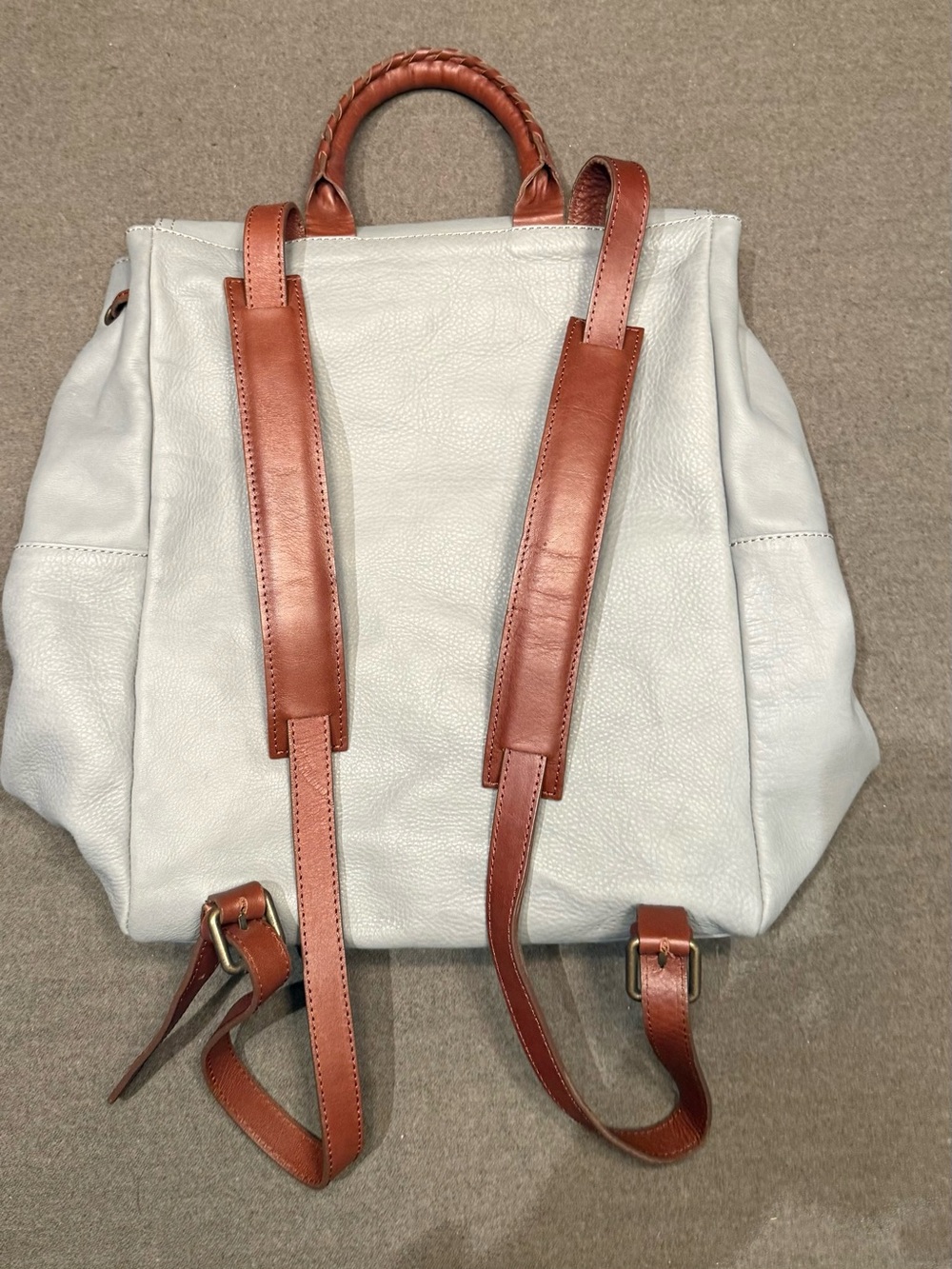 Sundance Leather Backpack in Light Gray with Tan Accents - Picture 7 of 10
